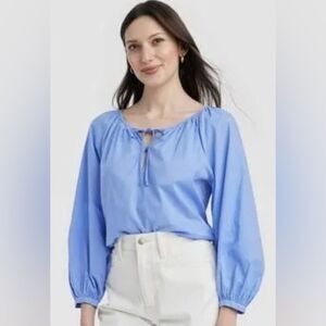 NWT!!! UNIVERSAL THREAD WOMEN'S BLUE BALLOON SLEEVE BLOUSE, Extra Large
